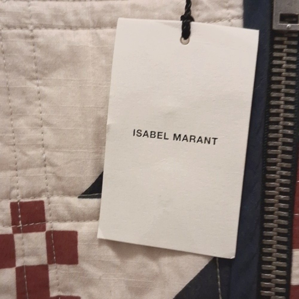 STAY WARM With Stylish Isabel Marant Quilt Geometric Patterned Ecru Jacket - Picture 2 of 8
